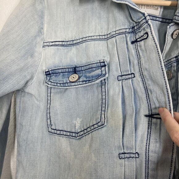 Levi's Jean Jacket Mens Small Light Wash Denim Distressed Button Front Trucker - Picture 14 of 16